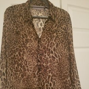 Chicos sheer animal print blouse